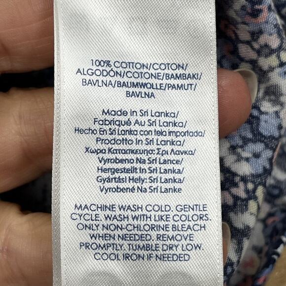 CHAPS No Iron Women’s Floral Button Up Shirt Cotton Size 2X Blue Cottage Peasant - Picture 8 of 9